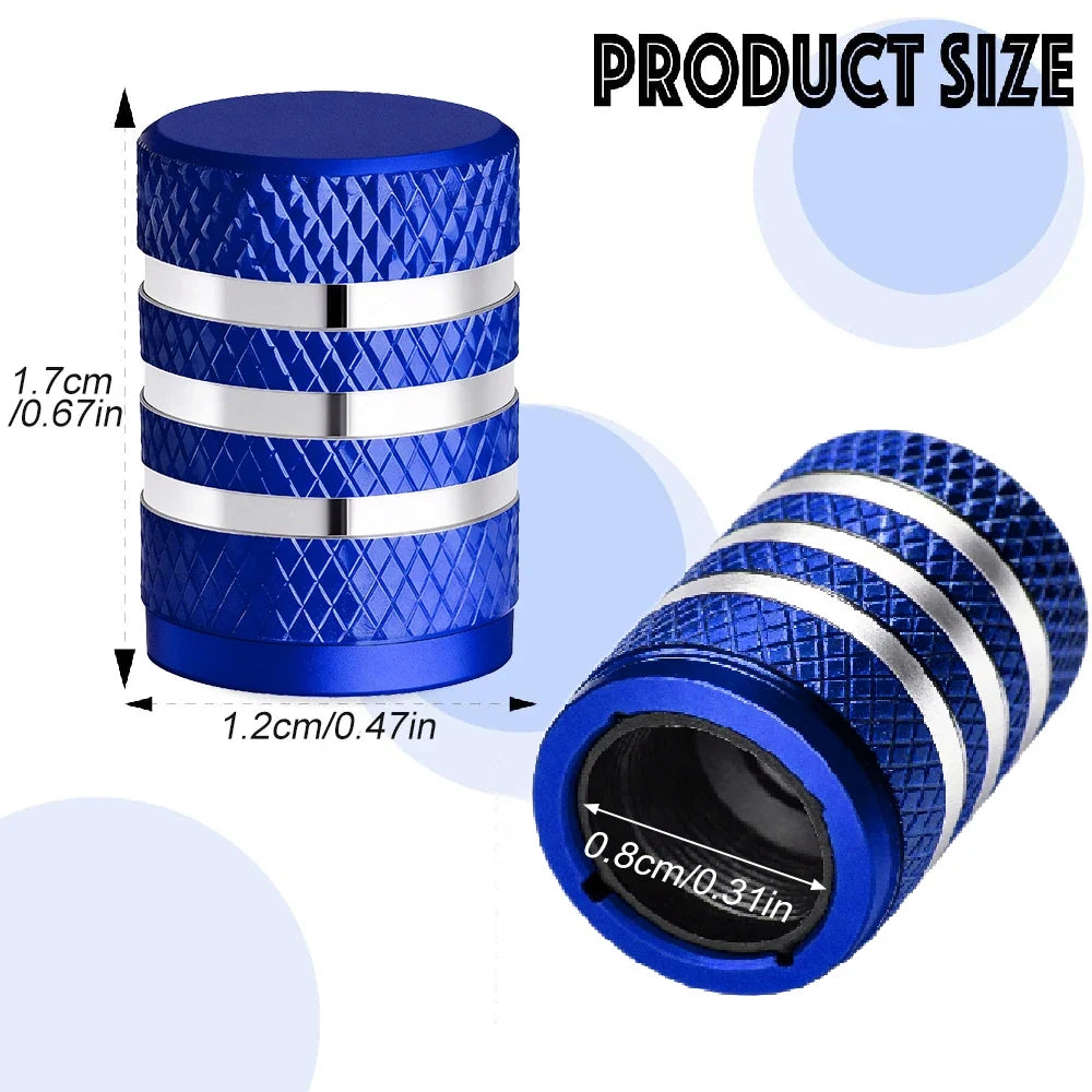 4PCS Metal Tire Valve Stem Caps with Plastic Liner | Leak-Proof, Corrosion Resistant