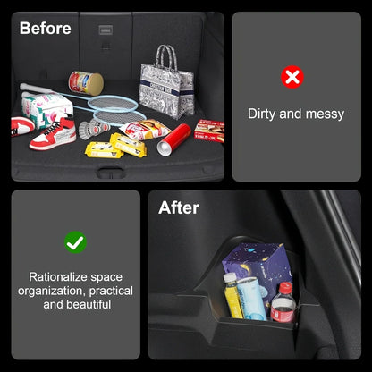 Tesla Model Y 2025 Juniper Left and Right Rear Trunk Storage Box | Lid Partition Organizer