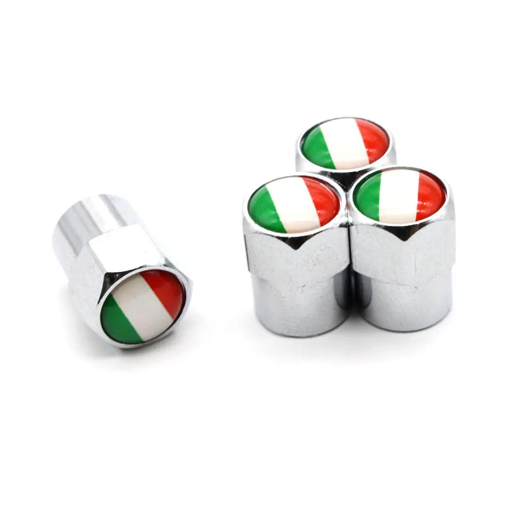 DSYCAR 4 Pieces Italy Flag Car Tire Valve Caps | Aluminium Alloy Airtight Stem Covers