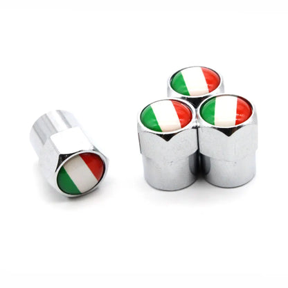 DSYCAR 4 Pieces Italy Flag Car Tire Valve Caps | Aluminium Alloy Airtight Stem Covers