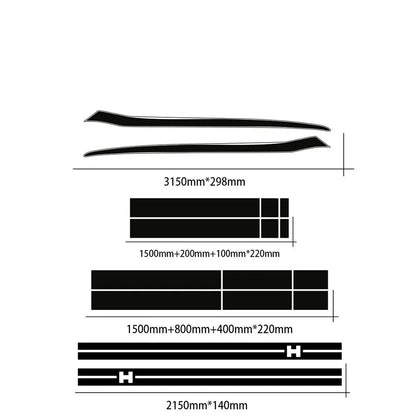 Full-Coverage Racing Stripe Kit | Door Side, Hood, Rear, Waistline & Skirt Vinyl Decal