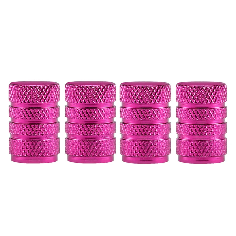 DSYCAR 4Pcs Silver Aluminum Knurling Tire Valve Stem Caps | US Schrader Compatible