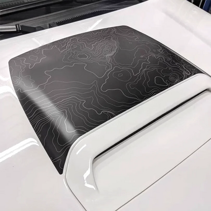 Topographic Map Hood & Scoop Decal Kit for Toyota 4Runner | Matte Black Vinyl Graphics
