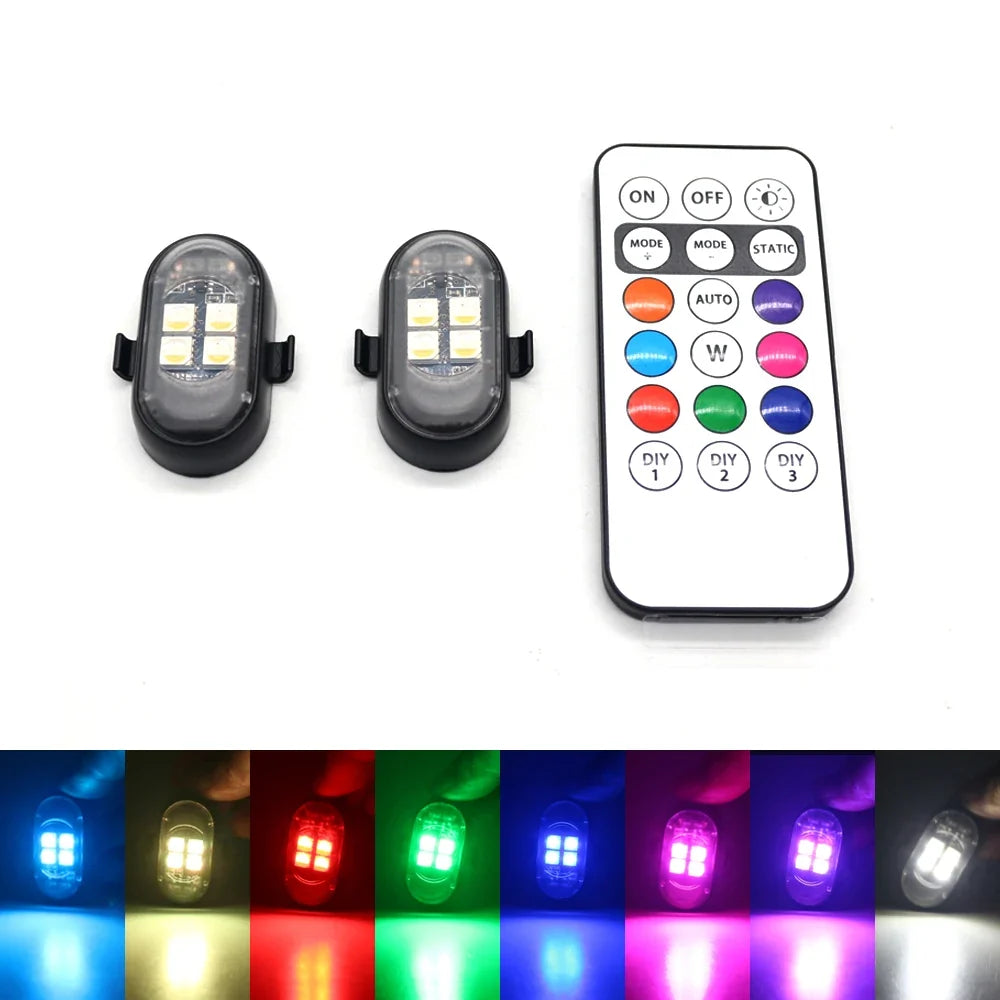 Upgrade RGB Car Atmosphere Lights, Larger Battery & Brighter, Type-C Charging Cable, Wireless Remote Multi-Mode for Car Motorcyc