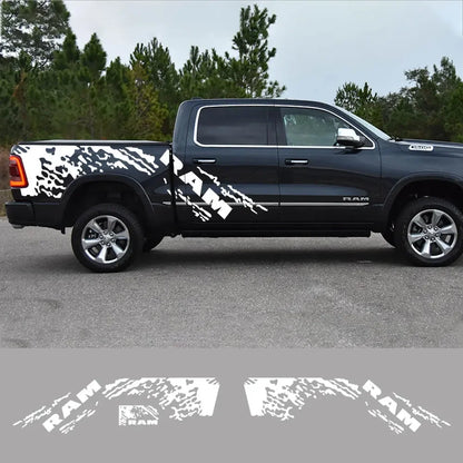 Splash Grunge Body Side Decal for Dodge RAM 1500 Rebel / RTX | 3-Piece Matte Vinyl Kit