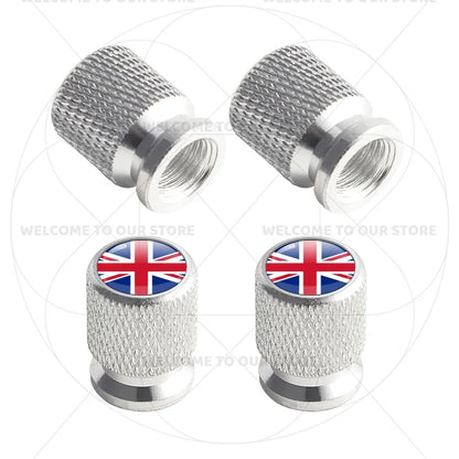 Aluminum Tire Valve Caps Sweden Union Jack Flag 4 Pcs