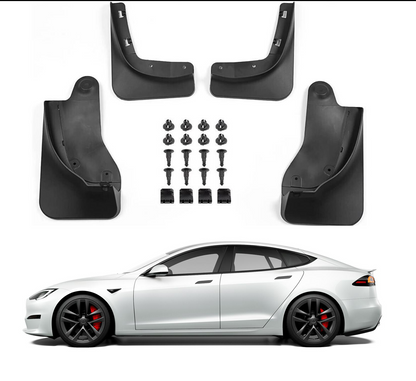 Model S Tesla Mud Flaps Splash Guards Winter Vehicle Protection No Holes 4 Pcs 2016-2021