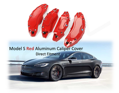 Tesla Model S Brake Caliper Covers Aluminum Front & Rear Red 2018-2021 (4PCS)