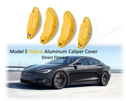 Tesla Model S Brake Caliper Covers Aluminum Front & Rear YELLOW 2018-2021 (4PCS)