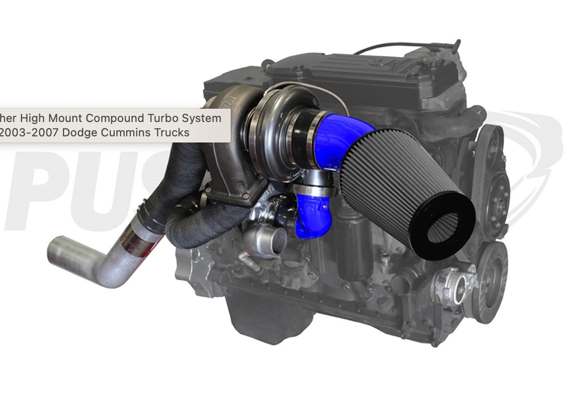 Pusher High Mount Compound Turbo System for 2003-2007 Dodge Cummins Trucks
