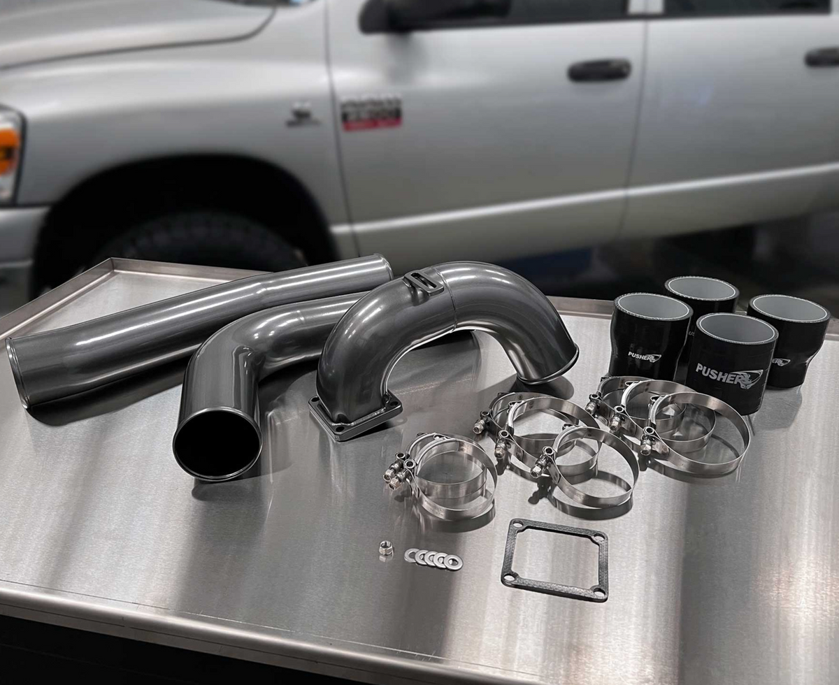 Pusher 3.5" MEGA Intake System with 3.5" Passenger Side Intercooler Tube for 2003-2007 Dodge Cummins