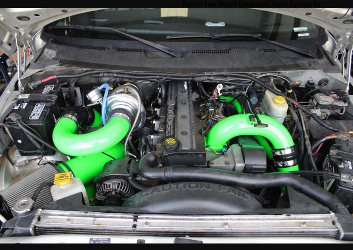 Pusher Low Mount Compound Turbo System for 1994-1998 Dodge Cummins 12v Trucks