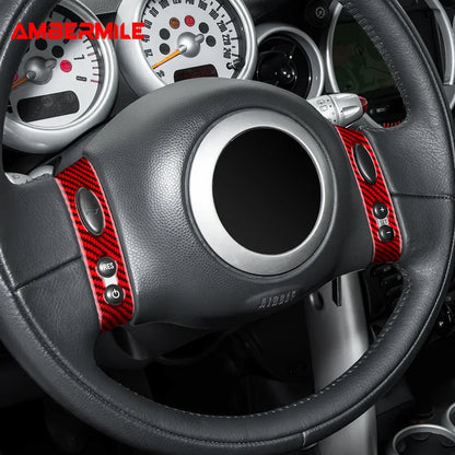 For Mini Cooper Hatch One R50 R53 2001-2006 Steering Wheel Button Sticker Strip Soft Carbon Fiber Car Interior Panel Cover Decal