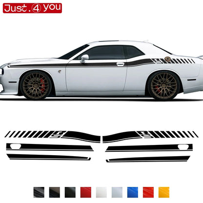 Dodge Challenger Body Side Accent Stripe Decal Kit – Door & Waist Line Graphic | 2008–2023 RS | 8 Premium Finishes