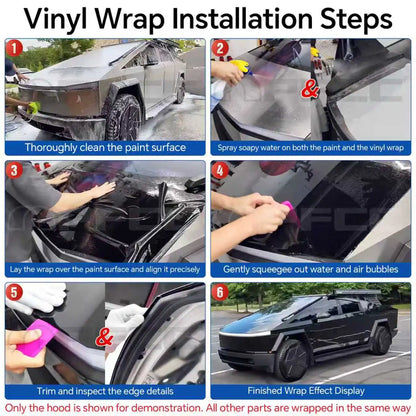 Precut Color Change PPF for Tesla Cybertruck (2024–2026) | DIY Black & Glacier Blue PET Film