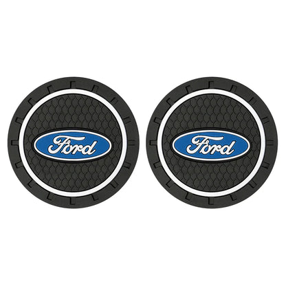 Ford Silicone Anti-Slip Car Coaster / Cup Mat for Focus MK2 / MK3 / MK4 / MK5, Fiesta MK7, Mondeo MK4 & Fusion (1-2 Piece Set)