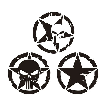 Army Star Vinyl Decal Sticker – Jeep Wrangler & All 4x4 Models | 3 Patterns, 4 Sizes, 4 Styles
