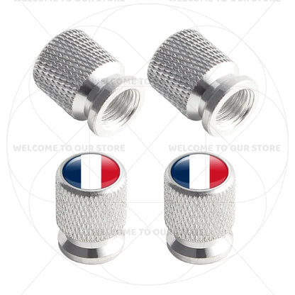 4Pcs Aluminum Tire Valve Caps with Germany France Italy Flag Emblems