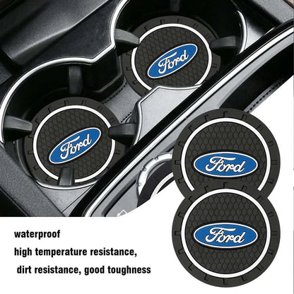 Ford Silicone Anti-Slip Car Coaster / Cup Mat for Focus MK2 / MK3 / MK4 / MK5, Fiesta MK7, Mondeo MK4 & Fusion (1-2 Piece Set)