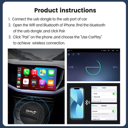 Wireless Android Auto & CarPlay USB Adapter Dongle