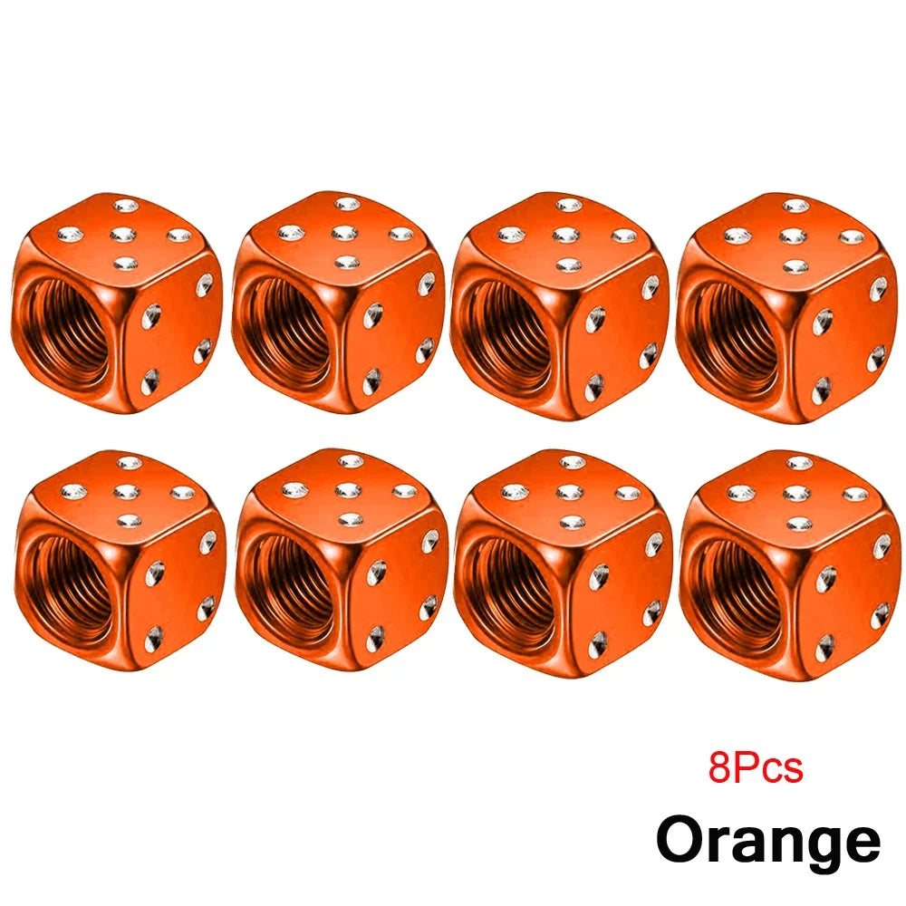 AUTCOAT Aluminum Tire Valve Caps | Dice Wheel Stem Dust Cover for Car Truck Motorcycle Bike