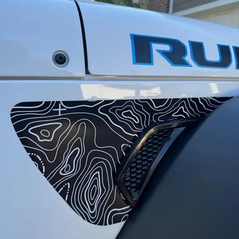 Jeep Wrangler JL / JLU & Gladiator JT Topographic Fender Vent Decal – PVC Vinyl Sticker (2018–2026)