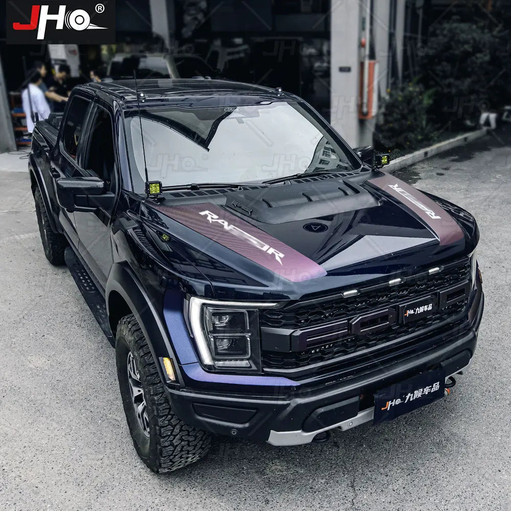 JHO Carbon Grain Front Bonnet & Side Hood Stripe for Ford F-150 Raptor | Engine Vinyl
