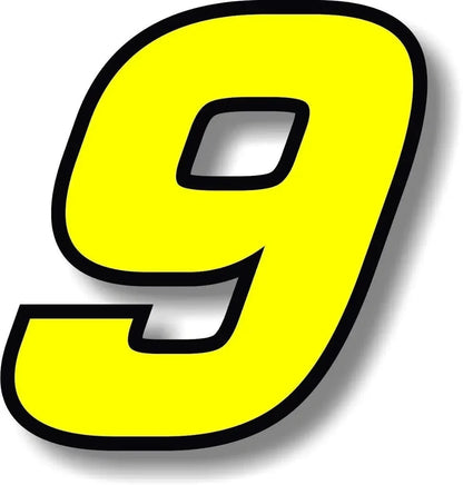 F155 Individual Number Vinyl Sticker – Yellow with Black Border | Digits 0–9 | 2 Sizes | Car, Motorcycle & Helmet