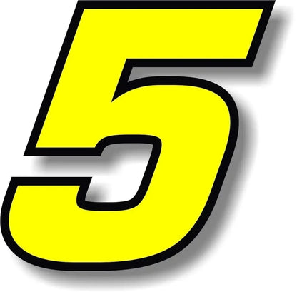 F155 Individual Number Vinyl Sticker – Yellow with Black Border | Digits 0–9 | 2 Sizes | Car, Motorcycle & Helmet