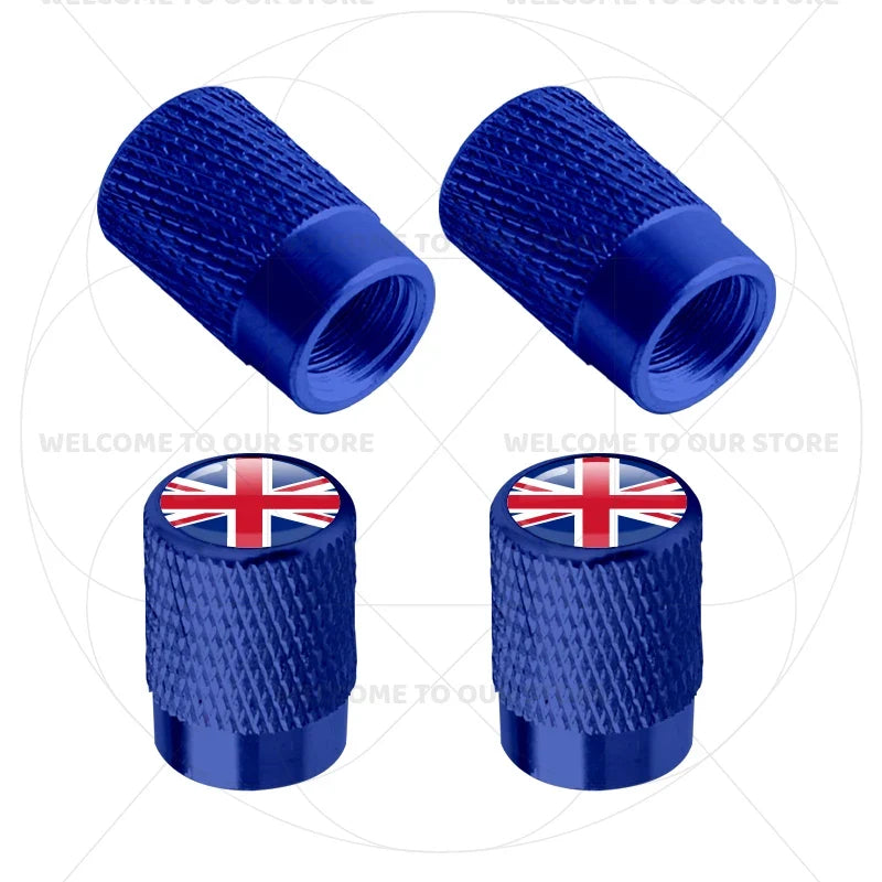 Aluminum Tire Valve Caps Sweden Union Jack Flag 4 Pcs