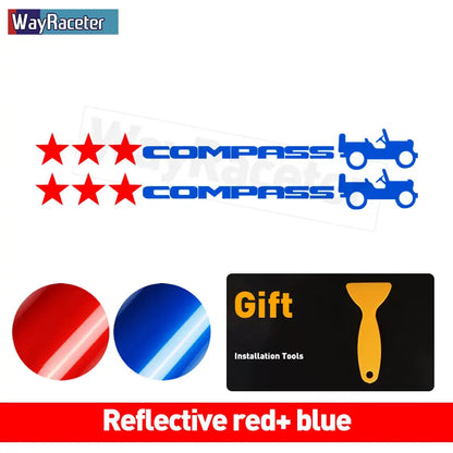 Jeep Compass Willy Edition Star Decal Kit – Reflective Vinyl | Hood, Trunk & Door Pillar (2 Pcs)