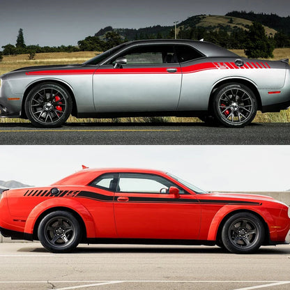 Dodge Challenger Full-Length Waistline Accent Stripe Decal Kit (2 Pcs) – Body Side Vinyl Graphic | 2008–2023 RS | 8 Finishes