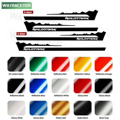 Carbon Fiber Door Side Stripe Decal for Ford Bronco 2-Door & 4-Door (2021–2024) | Wildtrak Vinyl 2-Piece Kit