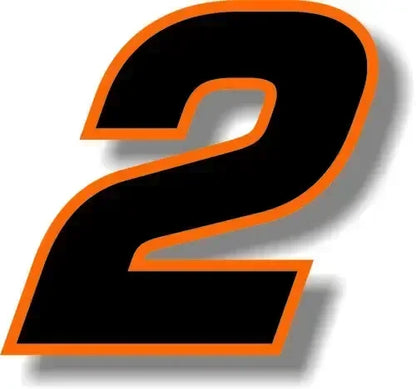 Custom Race Number Vinyl Sticker – Square Font, Black & Orange Border | 5 Sizes, Digits 0–9