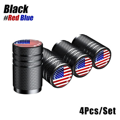 American Flag Tire Valve Caps | Aluminum Dustproof Stem Caps for Cars Trucks Motorcycles