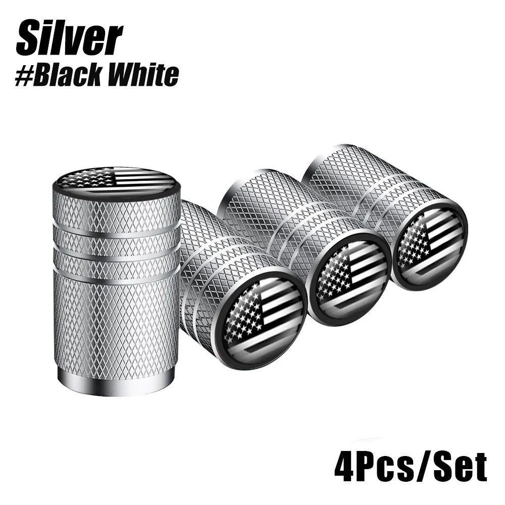 American Flag Tire Valve Caps | Aluminum Dustproof Stem Caps for Cars Trucks Motorcycles