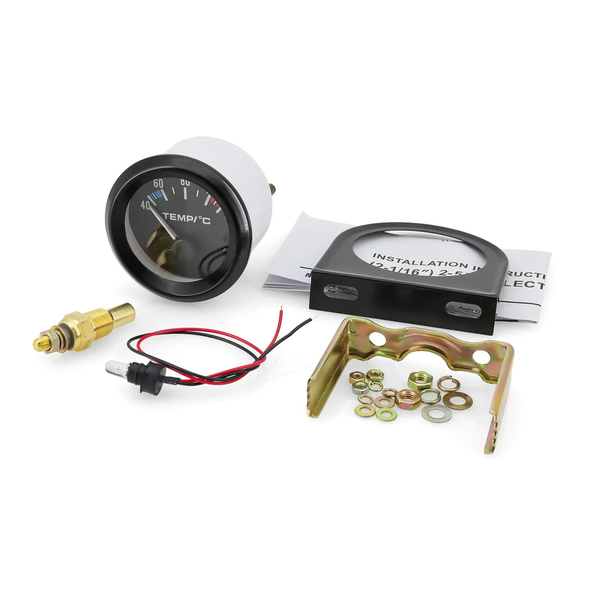 52mm Car Water Temperature Gauge | 12V Racing Temp Indicator with 1/8NPT Sensor