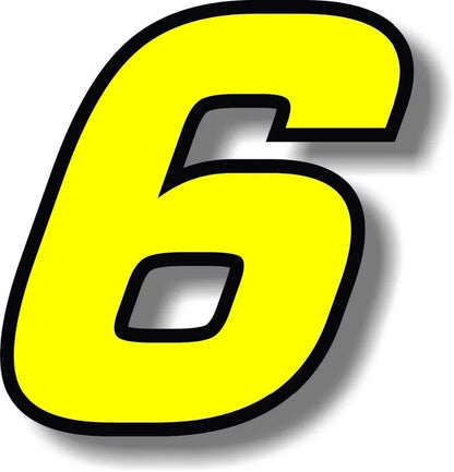 F155 Individual Number Vinyl Sticker – Yellow with Black Border | Digits 0–9 | 2 Sizes | Car, Motorcycle & Helmet