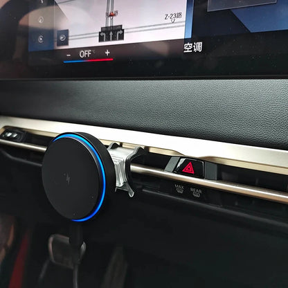 For BMW iX 2023-2025 Vent Magnetic Wireless Charger Phone Holder With LED
