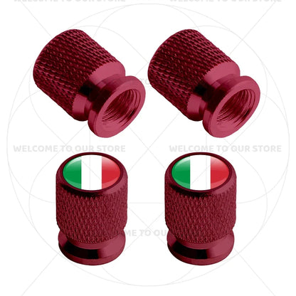 4Pcs Aluminum Tire Valve Caps with Germany France Italy Flag Emblems