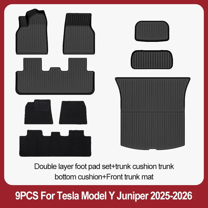 TPE Floor Mats & Luggage Mat for Tesla Model Y Juniper Premium / Performance (2025+) | All-Weather Set