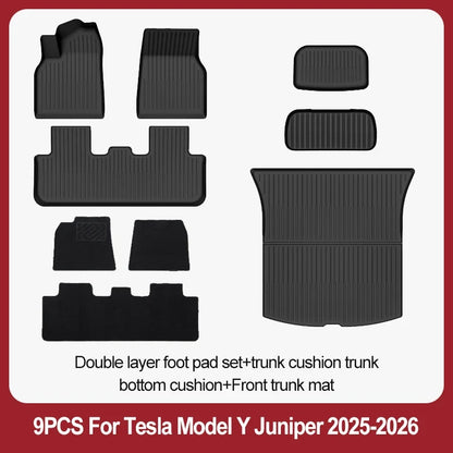 TPE Floor Mats & Luggage Mat for Tesla Model Y Juniper Premium / Performance (2025+) | All-Weather Set