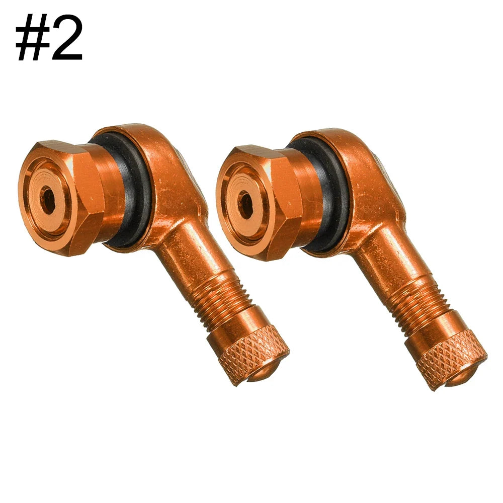 90 Degree CNC Motorcycle Tire Valve Stems | Leak-proof 2-Piece Set for Bikes and Scooters