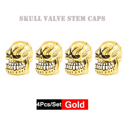 DSYCAR 4Pcs Skull Tire Valve Caps | Universal Dustproof Stem Caps