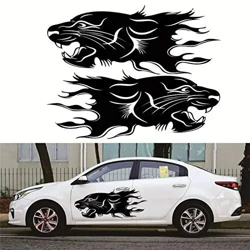 Dodge Challenger Hellcat Vintage Running Cat Tribal Tattoo Door Decal – Vinyl Graphic | 7 Designs, Left / Right / Both Sides