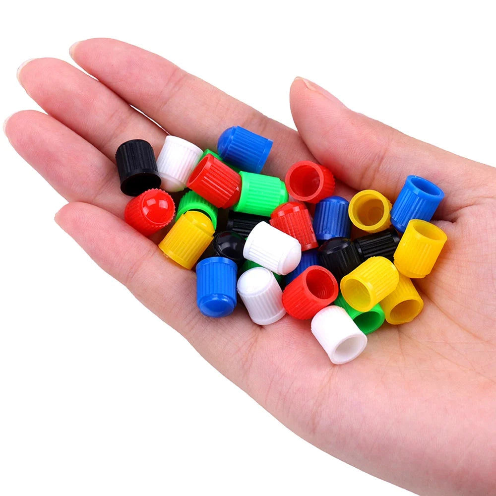 AUTCOAT Tire Stem Valve Caps | Universal Plastic Valve Covers for Cars, Trucks, Bikes