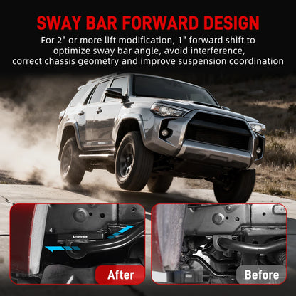 Toyota 4Runner & FJ Cruiser Billet Aluminium Front Sway Bar Relocation Kit for 2"+ Lift Setups 2010 - 2024 (Non-KDSS Models / Replaces 48824-60190)