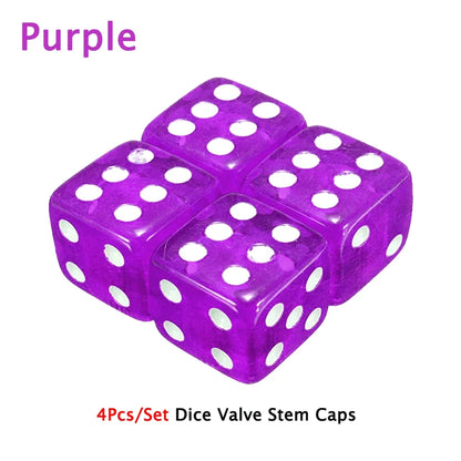 DSYCAR 4Pcs Gold Dice Tire Valve Caps | Dustproof Plastic Wheel Stem Caps for Auto Truck Bike