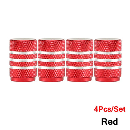DSYCAR 4Pcs Silver Aluminum Knurling Tire Valve Stem Caps | US Schrader Compatible