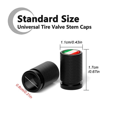 4Pcs Italy Flag Aluminum Alloy Valve Stem Caps